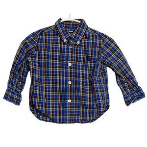 Chaps Baby Boys 12M Long Sleeve Button Down Blue Yellow Plaid Top
